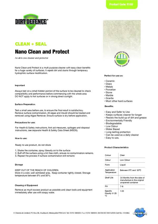 NANO Clean and Protect Datasheet PDF 